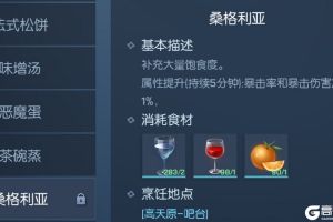 龙族幻想桑格利亚制作配方是什么