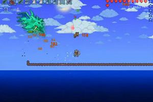 泰拉瑞亚视频：泰拉瑞亚游戏第89天 打败猪鲨
