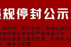 《坦克世界闪击战》违规停封公示