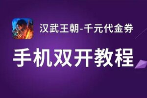 汉武王朝-千元代金券如何双开 2021最新双开神器来袭