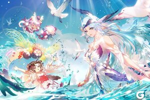 《阴阳师》夏日限定「碧海晴夏」系列皮肤上线，鲸汐千姬·瓶舟聆浪、言灵·编花拾贝 发出盛夏邀请！