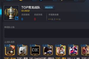 全民超神白金联赛16强晋级战队—TOP青龙成员资料战队战绩