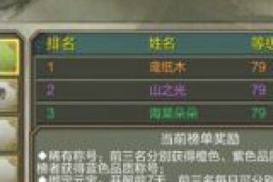 新区冲击全服等级攻略