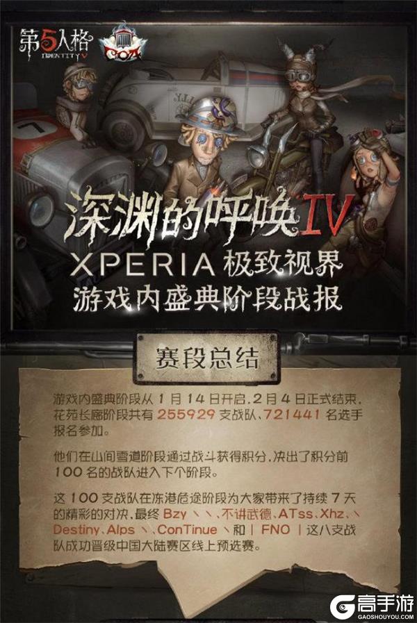 《第五人格》深渊的呼唤IV线上预选赛将启 首席合作伙伴索尼正式加入