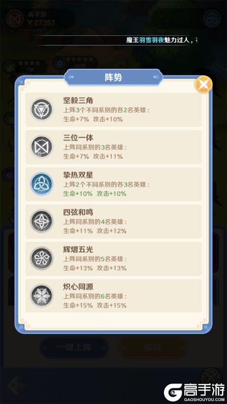 指尖像素城九游版--游戏玩法--阵势羁绊
