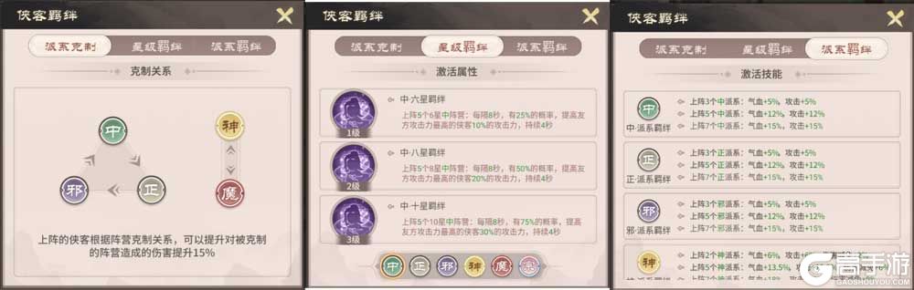 自由侠客录--游戏玩法--克制关系和羁绊