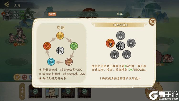 华夏绘世录--游戏玩法--五行克制